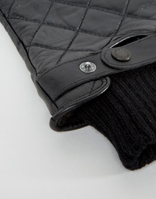 Qulited Leather Gloves In Black - Image 2